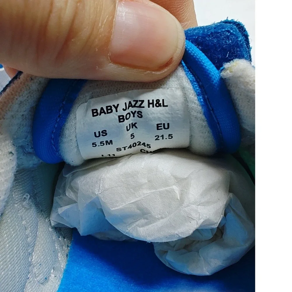 Saucony Baby Jazz H&L Sneakers Blue Suede Nylon Hook Loop 5.5M New